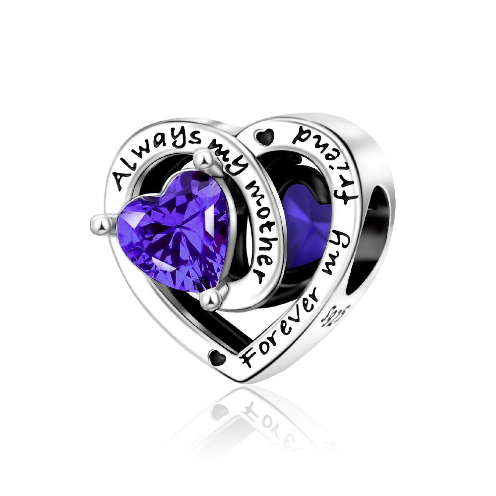 Медь 1-12 месяцев Шармы Сердце Камень удачи Бусины Циркон Подвески Подходят для браслетов Ожерелья DIY Ювелирные изделия Подарок на день рождения