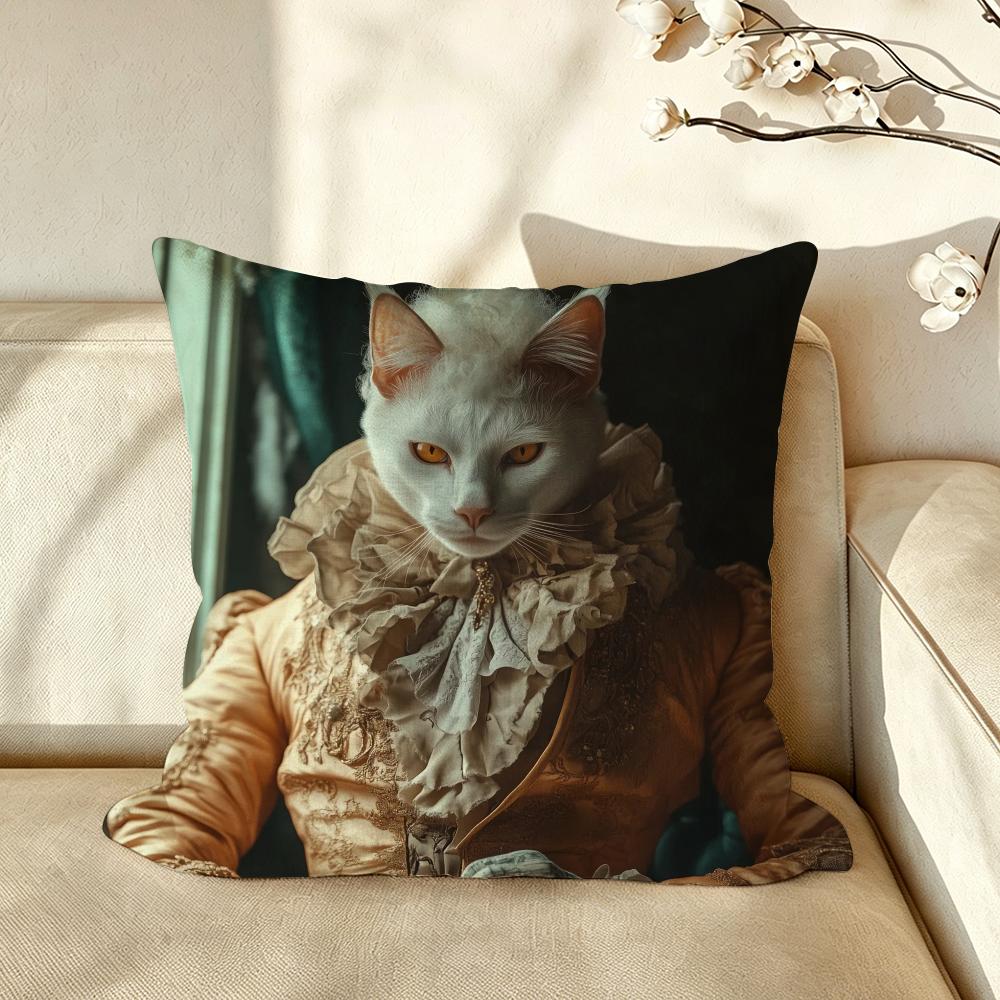 Art CCute Cat Printing Decorative Cushion Cover Pillow Case Antidustmite Pillowcase Silky Short Plush Sofa Cushion Cover hot