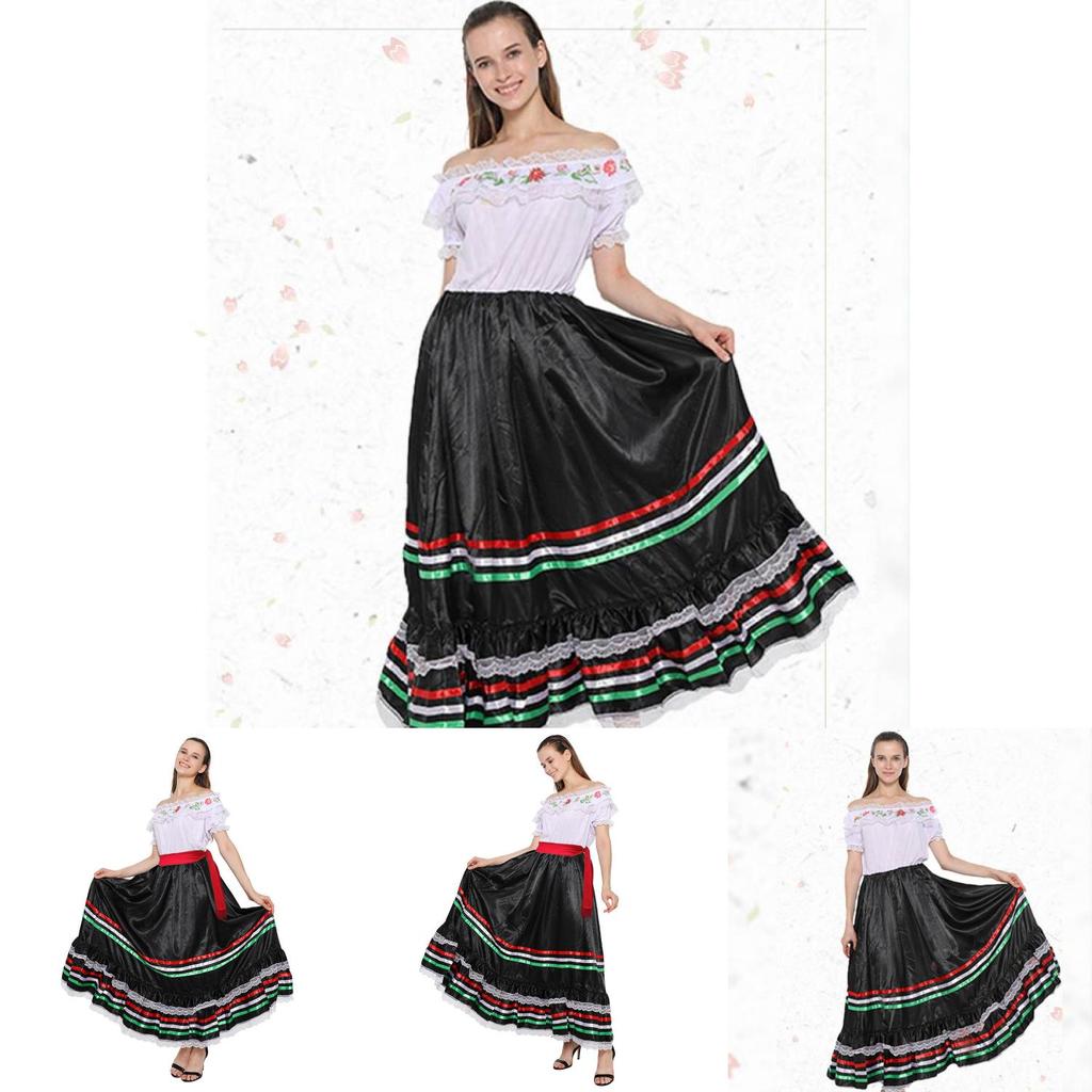 Яркое народное платье для девочки из полиэстера с кружевной отделкой для сценических выступлений и мероприятий на Хэллоуин