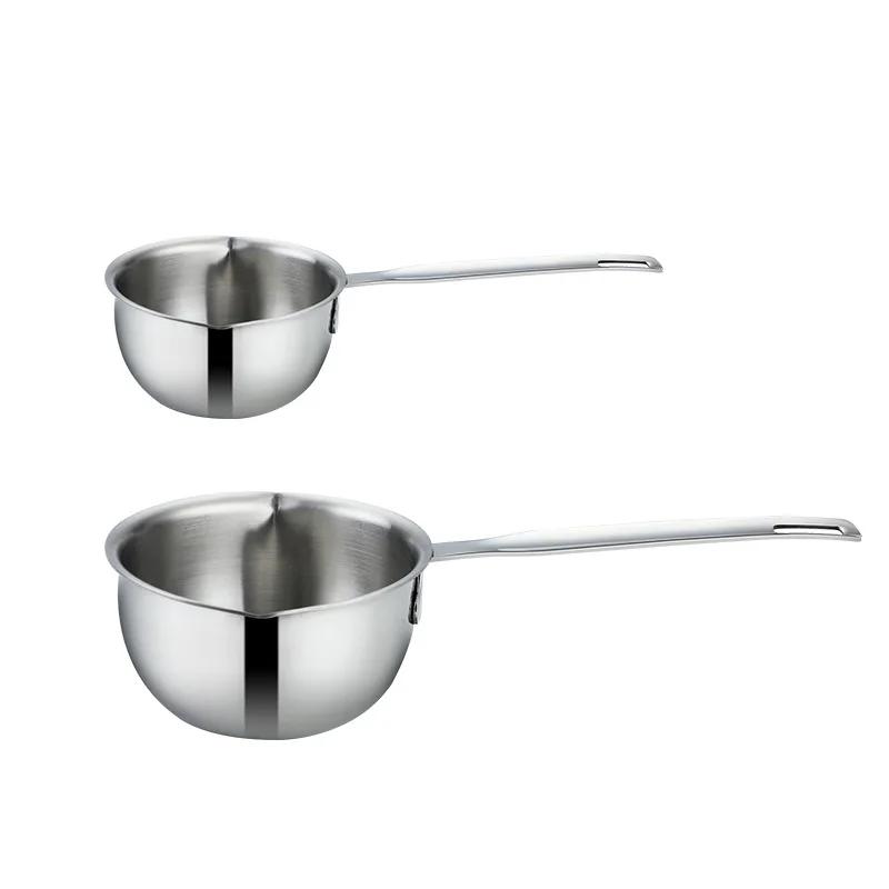 Мини-сковорода из нержавеющей стали, кастрюля для горячего масла с деревянной ручкой, маленькая сковорода для кипящего масла, кастрюля для плавления кухонная утварь