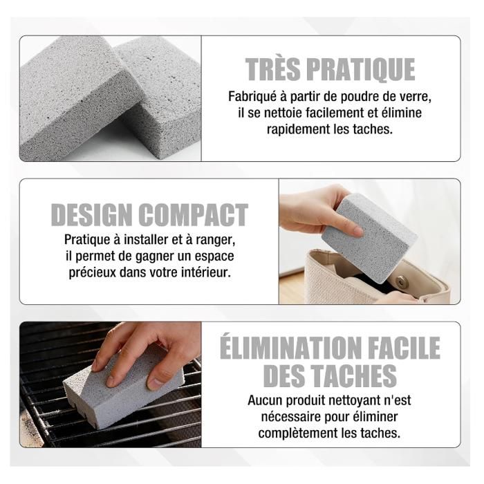 8 Pcs Pierres Nettoyage Grille Barbecue, 10×7×4 cm Pierre Abrasive Crepiere, Nettoyage Pierre à Nettoyer Réutilisable, Pierres Ponce