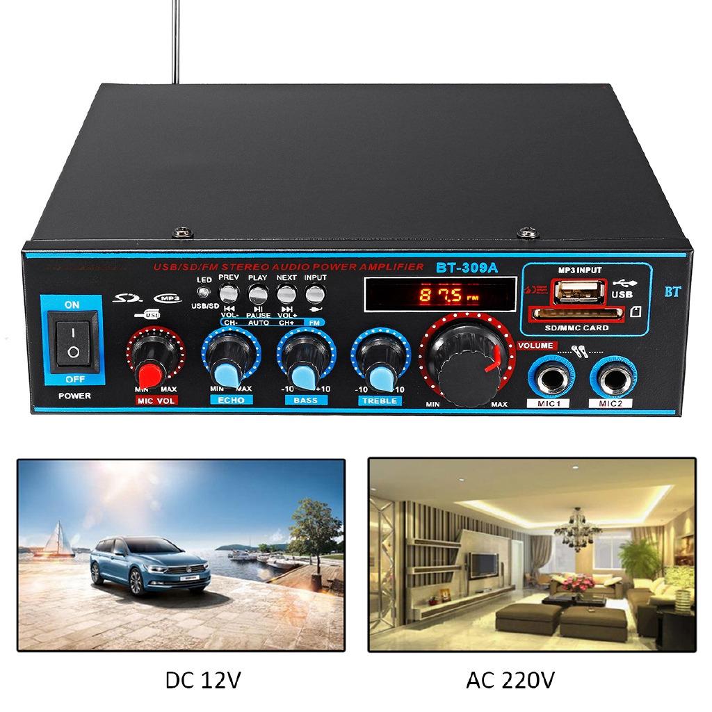 12В/AC 220В Bluetooth FM-радио Автомобильный Домашний Караоке Аудиоусилитель HIFI Аудио Стерео Усилитель мощности