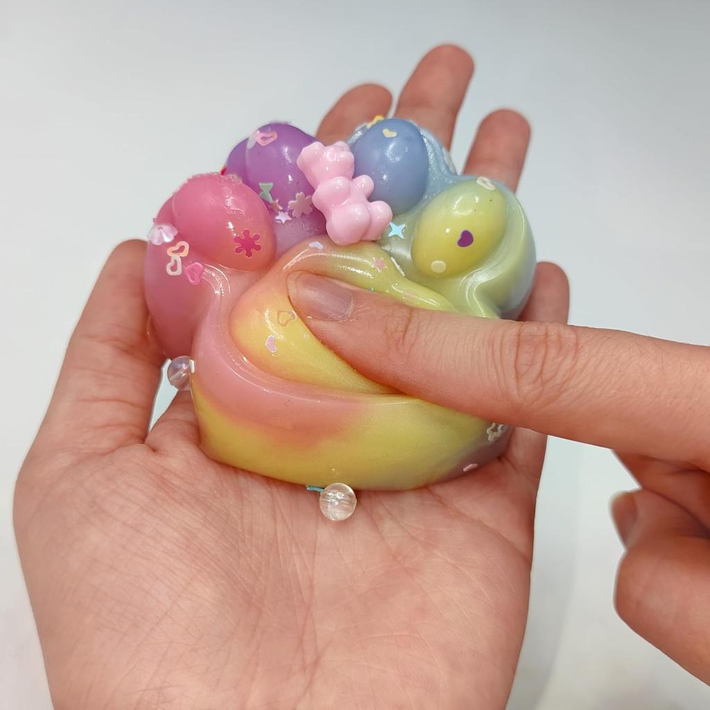 2 Pcs Squeeze Toys Handmade Cat Paw Squishy, Lifelike Rainbow Squeeze Paw, Cute Soft Squishy for Stress Relief & Goodie Bag Stuffers, Fidget Toys