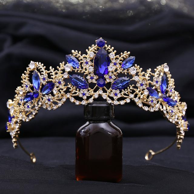 Fashion Baroque Luxury Crystal Ab Bridal Crown Tiaras Light Gold Color Diadem Tiara For Women Bride Wedding Hair Accessories