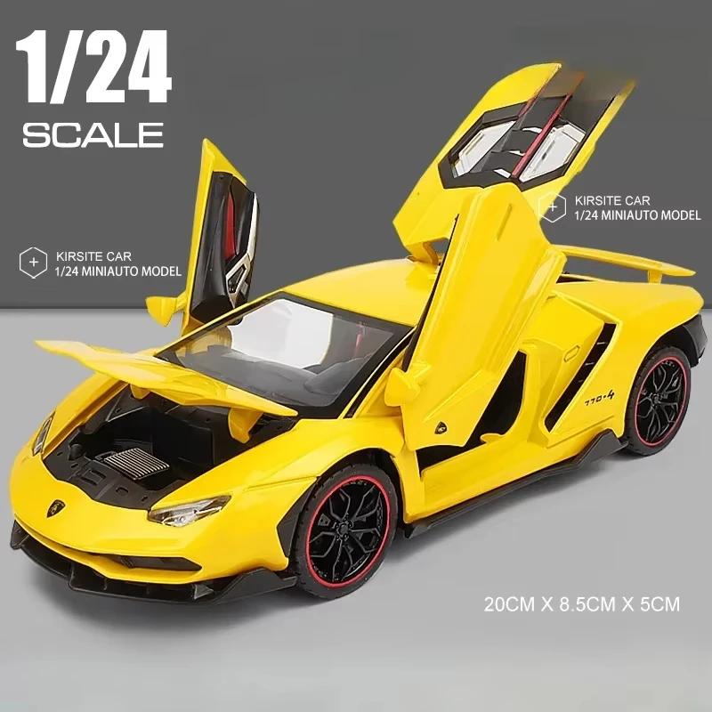 1:Модель суперкара Lamborghini LP770-4 в масштабе 24, звук, свет, детские игрушки из литого металла, транспортные средства, подарок