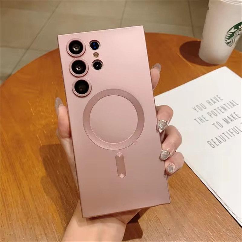 Роскошный магнитный чехол Magsafe для Samsung Galaxy S24 S23 S22 Ultra Plus S21 S20 FE Note 20 Мягкий чехол из ТПУ