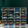 Акриловая витрина для автомобилей 1:64 Для модели автомобиля Hot Wheels Игрушка 8-ячеечная стойка-шкаф Пыленепроницаемые штабелируемые коробки для хранения автомобилей Прозрачные