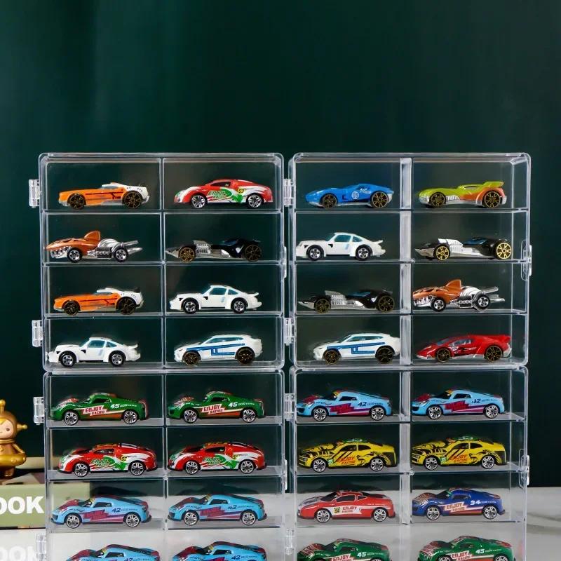 Акриловая витрина для автомобилей 1:64 Для модели автомобиля Hot Wheels Игрушка 8-ячеечная стойка-шкаф Пыленепроницаемые штабелируемые коробки для хранения автомобилей Прозрачные