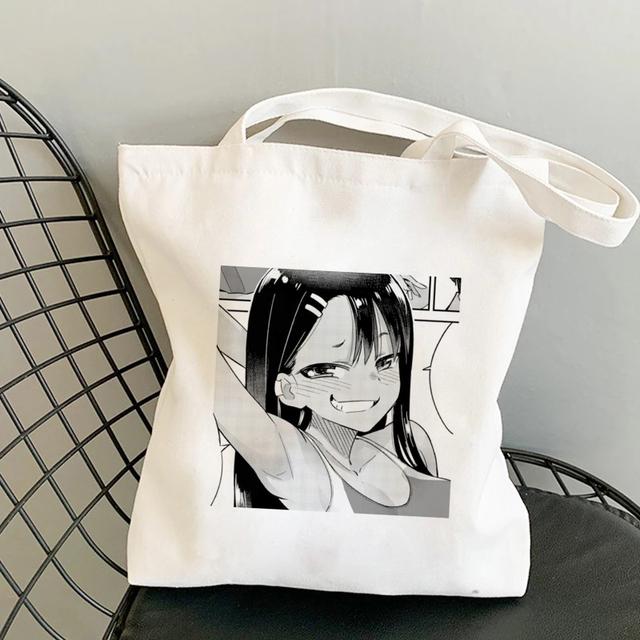 Сумки-шопперы с героями мультфильмов, японское аниме, забавные, пожалуйста, не запугивайте меня, сумки Nagatoro, сумки на плечо, парусиновая женская большая сумка для покупок