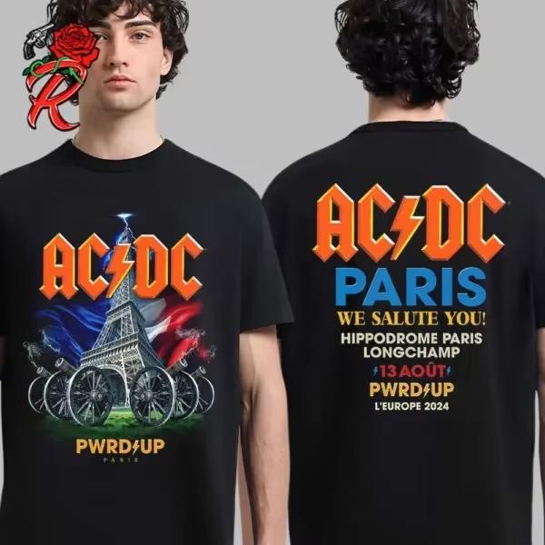 AC DC Band Concert Summer 2025 Europe Tour Poster Classic Men's and Women's T-shirt Parent-child Printed Short Sleeve