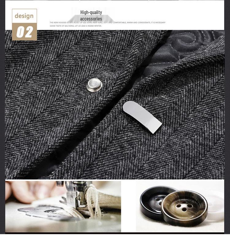 Мужское шерстяное пальто в стиле business casual средней длины - Коллекция Осень/Зима 2025, Утепленное хлопком.