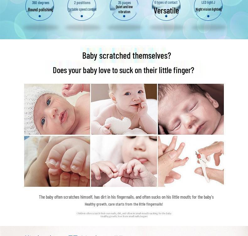 6-in-1 Electric Baby Nail Grinder Set: Safe, Anti-Scratch, Anti-Pinch Clippers for Portable Child Manicure