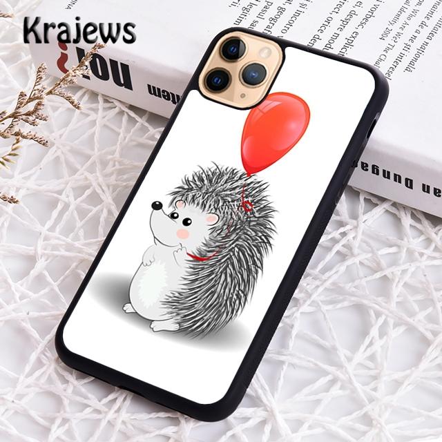 Krajews Hedgehog and Balloon Phone Case Cover For iPhone 17 Air 16 15 14 plus 11 12 13 pro max coque Shell Fundas