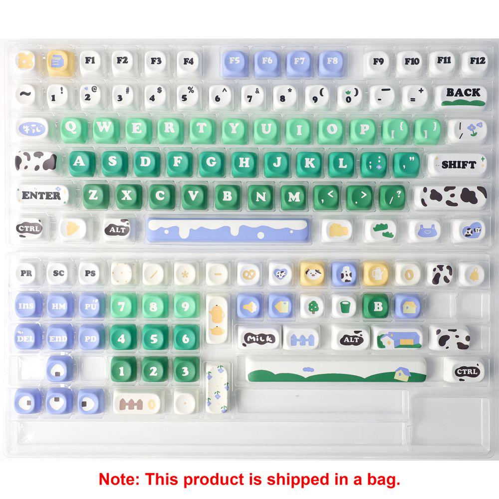 Xiaomi 132 Keys Green 5 Sides Dye Sublimation PBT Keycaps Cute MOA Profile Keycaps for Cherry Gateron MX Switches Mechanical Keyboards