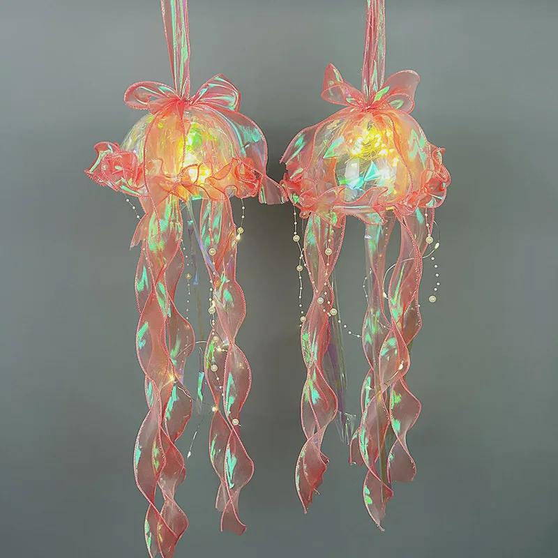 Multicolored Jellyfish Lamp Lantern DIY Mermaid Parti Jellyfish Light Lantern Girls Birthday Party Wedding Christmas LED Decor