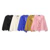 Kaslead New Arrival Women's Clothing Fashion Style Fashion Laminated Decoration Puffy Long Sleeves V-neck Shirt 9479040