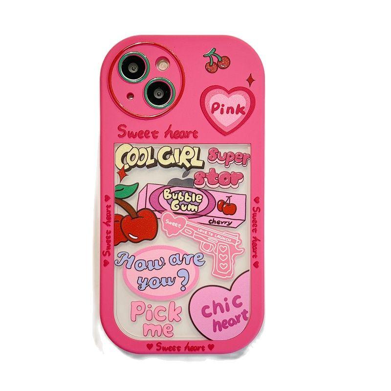 Ins Korea Y2k Pink Bubble Gum 2 в 1 чехол для телефона Iphone 13 12 11 Pro Xs Max X Xr противоударная мягкая задняя крышка с рисунком вишни