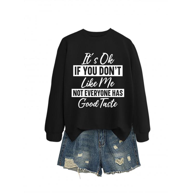 Womens Loose Fit Cotton Hoodie With Print Design Winter Casual Wear