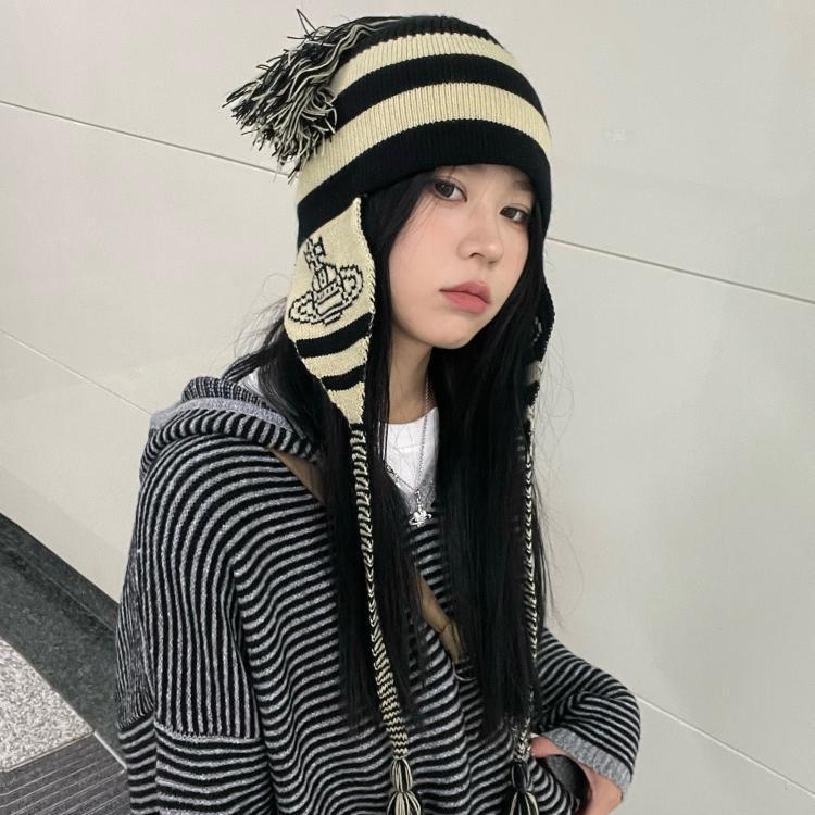 Anime Cosplay Apparel Beanies Okazaki Shinichi NANA Hats Girl Knitted Hat Tassel Ear Protection Hat Winter Fall Casual Bonnet Gorro