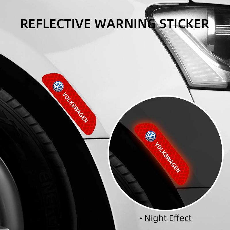 VW 4PCS Car Door Sticker Safety Warning Reflective Mark For VW Volkswagen Passat POLO Tiguan Golf Jetta