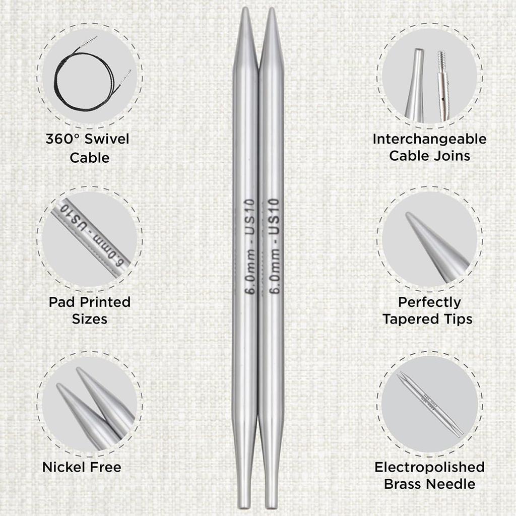 Knit Pro Nova Металлические сменные круговые спицы Новый роскошный набор вращающийся тросик для вязания ручной работы (10616) [КН]