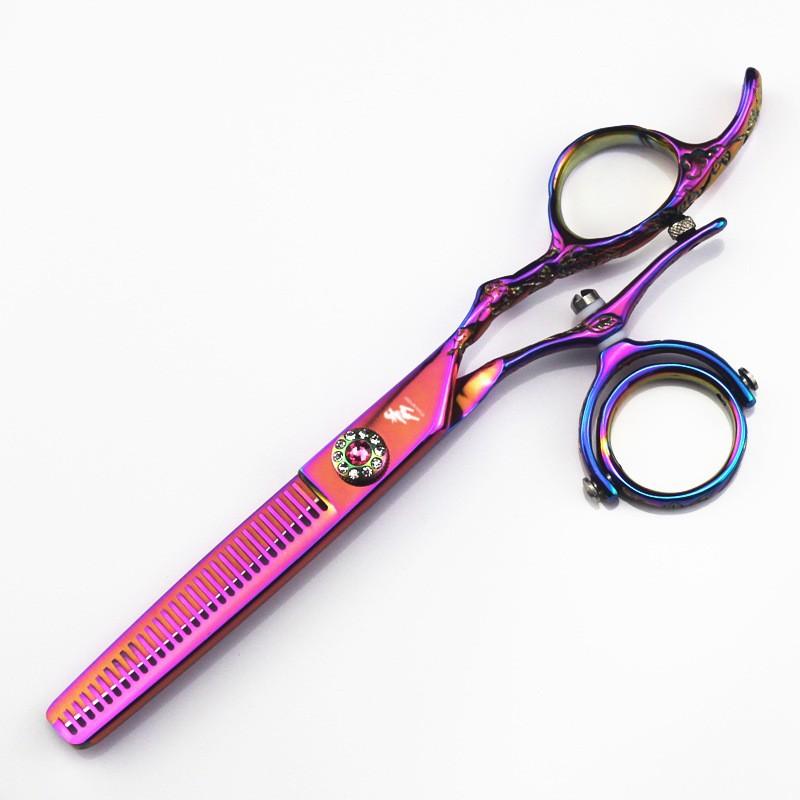 6.0 inch, plum blossom 720 degrees, rotating handle, color, flat scissors, thin scissors, hair scissors