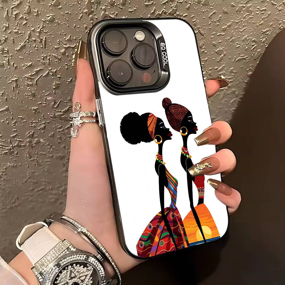 A-African Art Phone Case For iPhone 17,16,15,14,13,12,11 Plus,Pro Max,XS,Colored silver phone case
