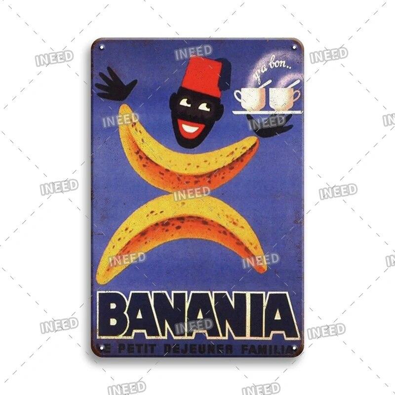 France BANANIA Metal Sign Wall Poser Funny Tin Painting Plaque Retro Vintage Decorative Iron Painting PUB Room Hotel Decor