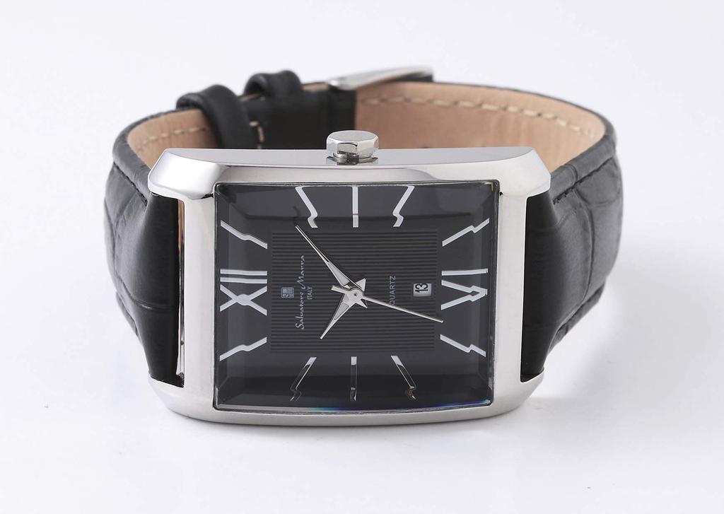 Часы из нержавеющей стали, черные, серебристые, водонепроницаемые, аналоговые, кварцевые, деловые, повседневные, в комплекте с тканью SSBK [Salvatore Marra] мужские, женские