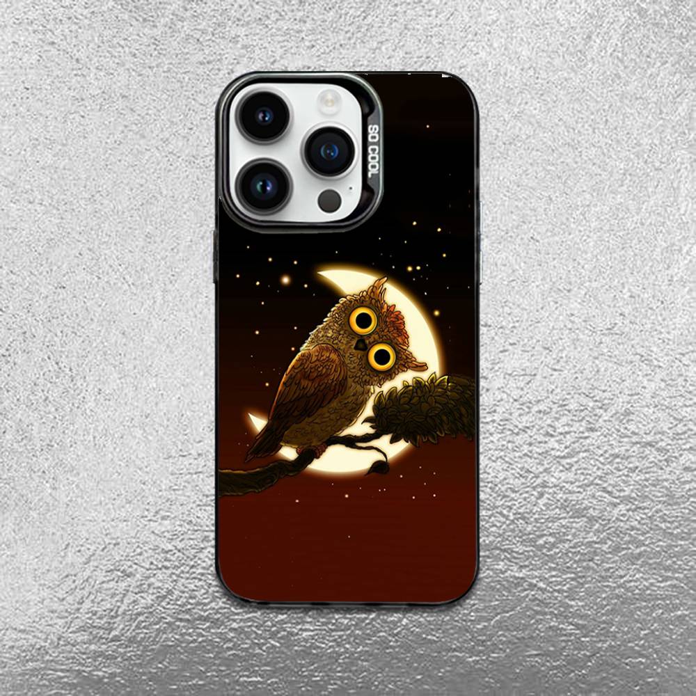 Cartoon Art Owl New High-End Phone Case For iPhone 16,15,14,13,12,11,Mini,Pro,E,MAX Black Candy Matte Shockproof Cover