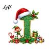 Acrylic Initial Ornament for Xmas Personalized with Santa Christmas 26 Alphabet Hat Elf Design Holiday Tree Hanging Decor Mantel And Party