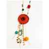 [R6234] - Designer Necklace 'Lilipoupettes' (poppy) Golden Red - 80 Cm - 17x5 Cm