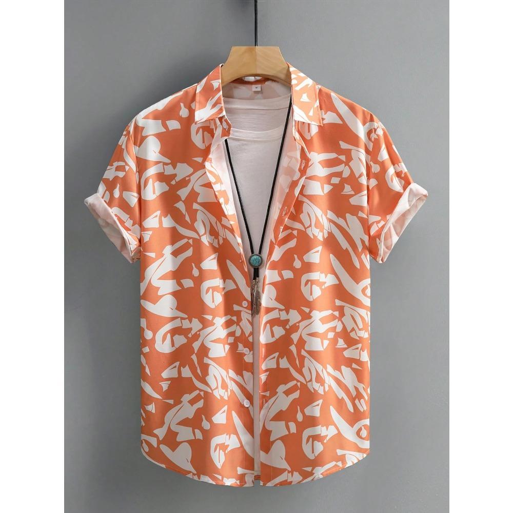 Summer Men's Soft Hawaiian Shirt with Vibrant Jungle Leaf & ExotiFlower Prints Lapel Button Tops Oversized Unisex Clothing