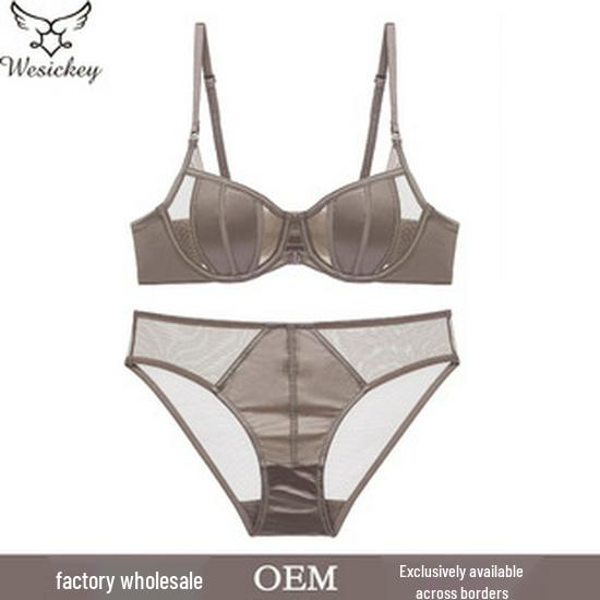 Комплект прозрачного кружевного бюстгальтера во французском стиле: Минимизирует внешний вид большой груди, Предотвращает обвисание, Сексуальное нижнее белье для женщин