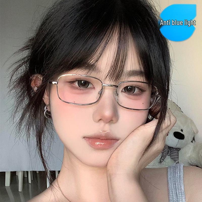 Hong Kong Style Anti-Blue Light Metal Glasses for Small Faces – Unisex Myopia Frames