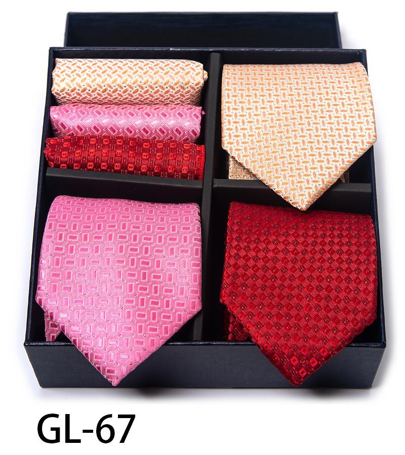 Men'S Gift Box Set Tie Fashion Business Net Color Jacquard Tie Square Scarf
