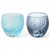 Мизукаге Кирико Пара стаканов для холодного x Ранбори Комон Аква Инк Бишоу J-kitchens Яйцевидные стаканы для саке, 5,5 5,9 см, 100 мл, (Маленький узор) & Синий,