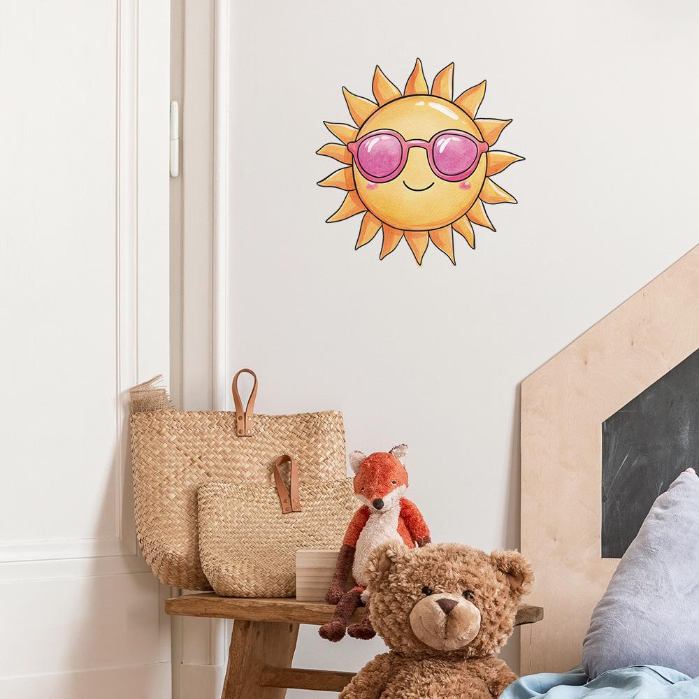 Creative Cute Sunglasses Sun Wall Sticker Self-Adhesive Removable Bedroom Living Room Hallway Dorm Home Decor Art