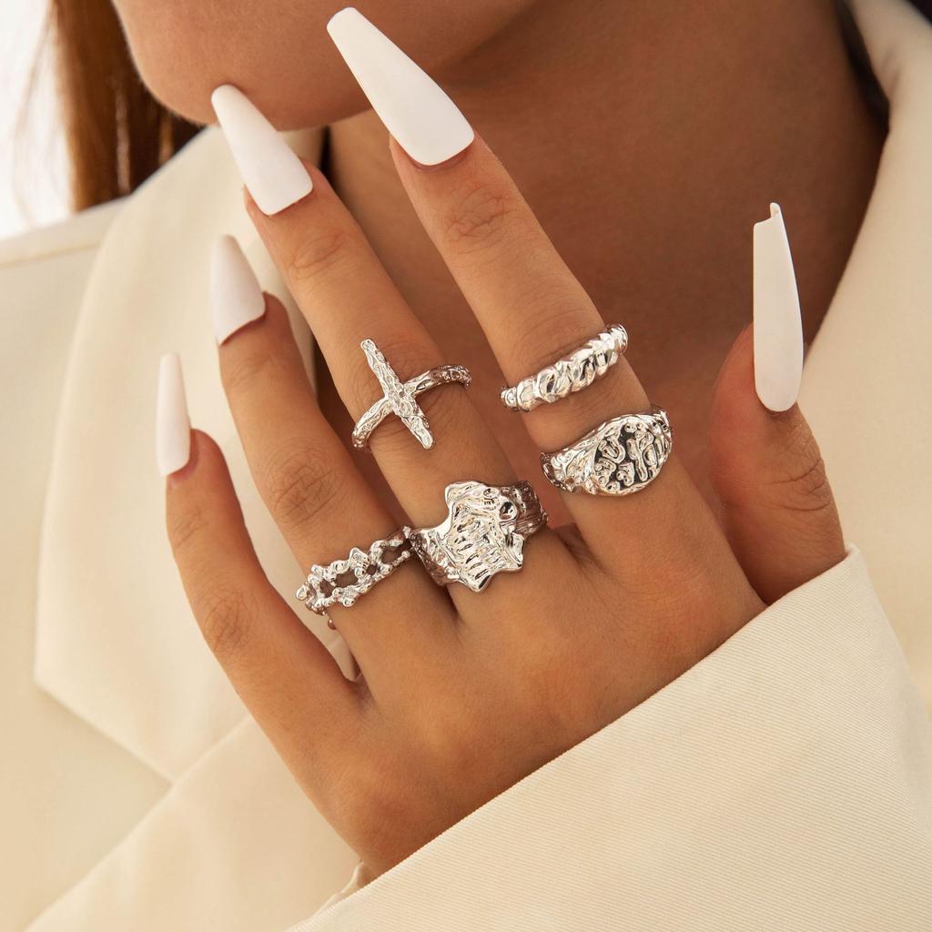 European and American Bohemian Personality Starfish Ring Set Geometric Hollow Sunflower Ring Ring Woman