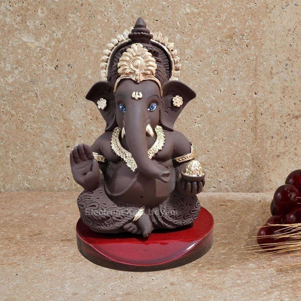 The Divine Aura of Ganesha Idol On MDF Base for Car Dashboard, Office Desk, and Festive Gifting