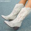 Модные высокие каблуки Остроносые женские полусапоги Дизайнерские массивные модные туфли для ходьбы 2024 Зима Брендовые платья Челси Ботильоны Женские