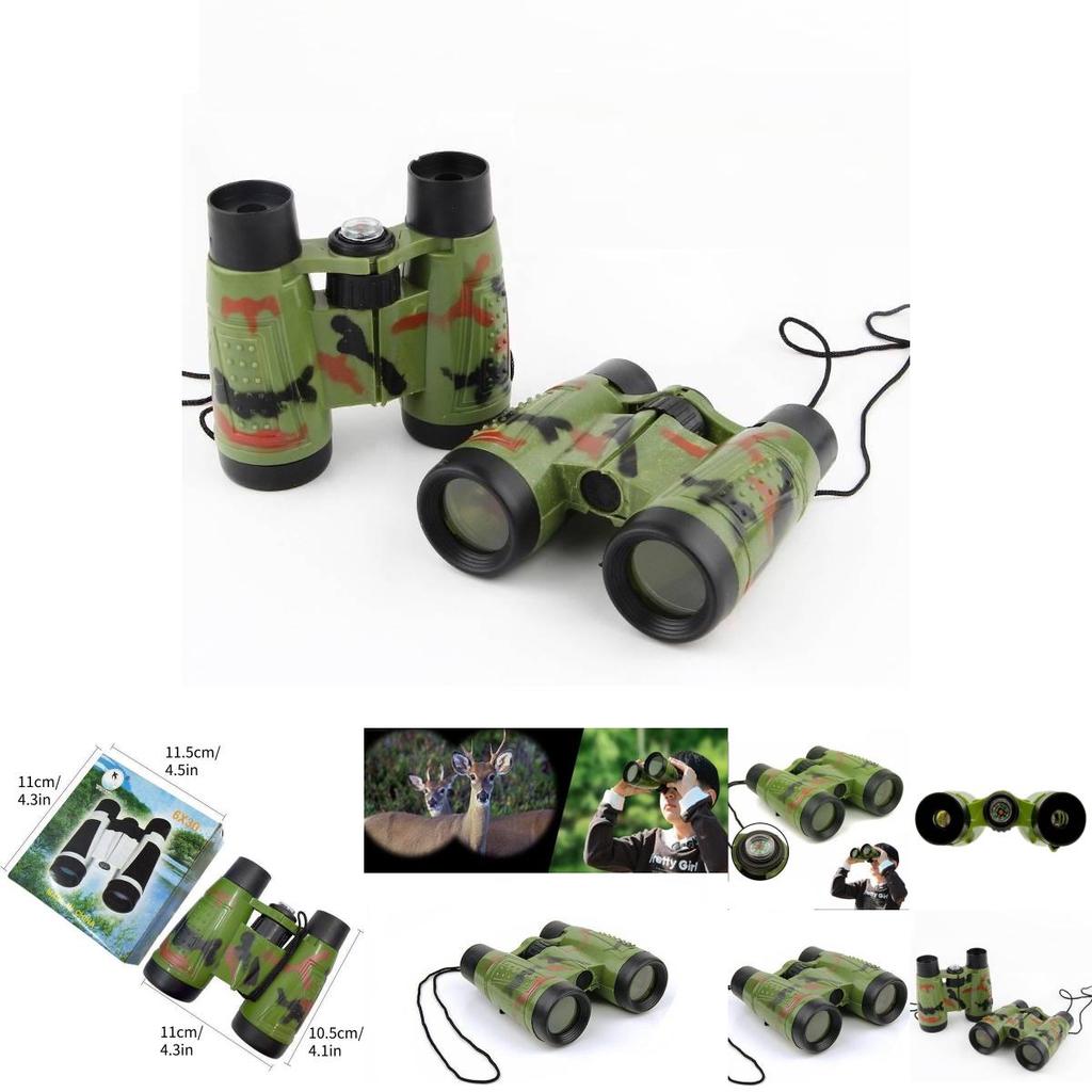 Прочный пластиковый детский бинокль-игрушка в камуфляжной расцветке со складной конструкцией