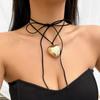 Gift Simple Wax Thread Necklace Heart Pendant Heart Shaped Necklace Neck Jewelry