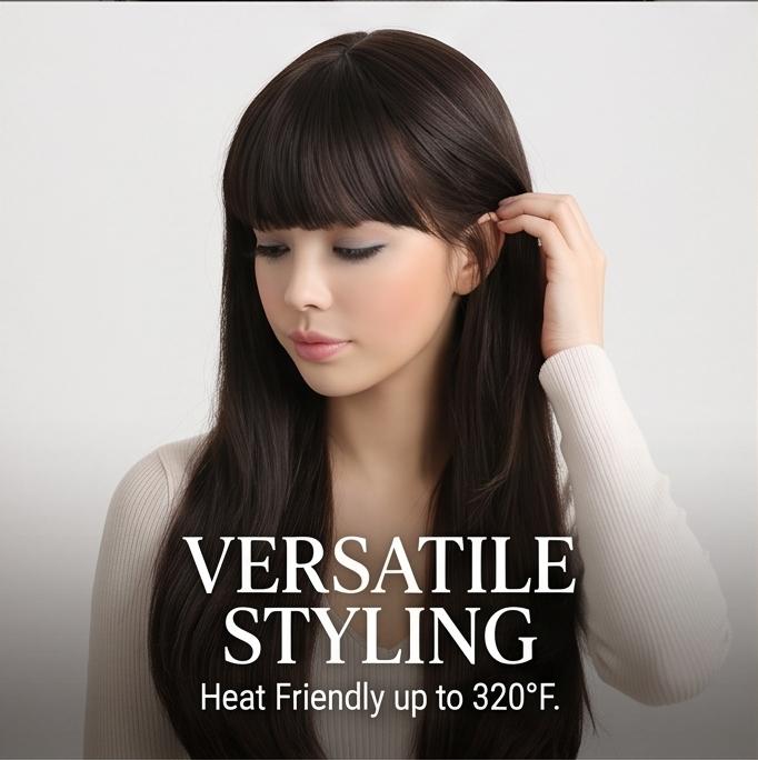 Women's Natural Black Long Straight Synthetic Wig - Breathable Hairpiece with Adjustable Cap for Daily, Party & Casual Use, Ready Stock