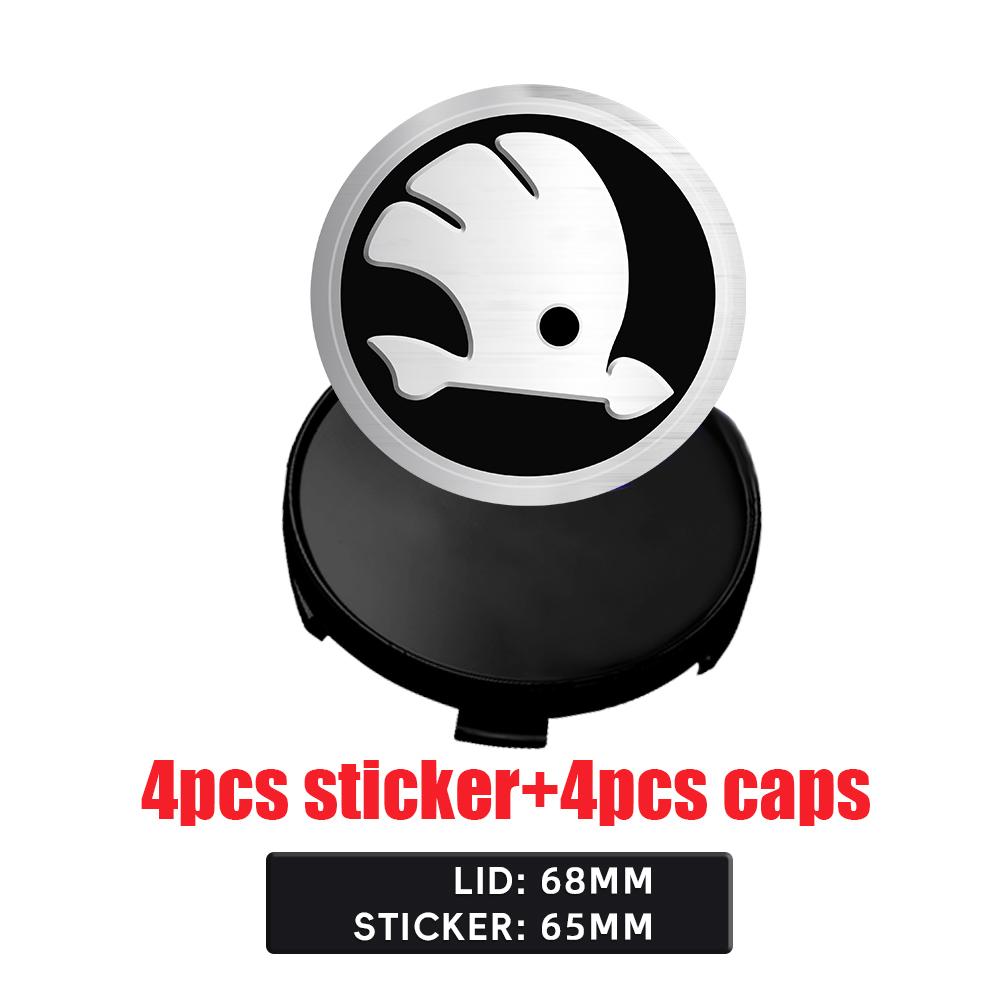 DDWO5 56MM 60MM 65MM 68MM Car Wheel Center Hub Caps Badge Rim Cover Emblem Sticker For Skoda Octavia Rapid Fabia Superb Kodiaq Kamiq S
