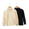 Baby Girls White Shirt Winter Thick Beige Long-sleeved Blouse Girls High-neck Tops Children's Clothing Pullover 1 To 12 Years