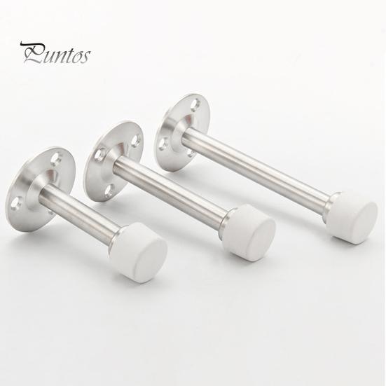 Stainless Steel Door Stopper Wall Protector Adhesive No Drilling Anti-collision Wall Mount Glass Wooden Door Spring Loaded Rubber Bumper Doorstop