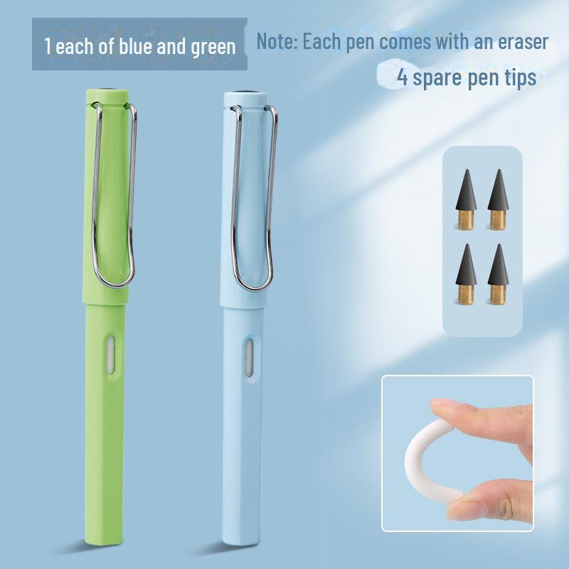 Нетоксичный, не требующий заточки, бесконечный по стиранию, стираемый и долговечный ученический карандаш.