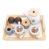 GINGER HOME – Service à thé et café en bois pour enfants avec accessoires, blanc/gris, plateau 26x20 cm, 3+ ans