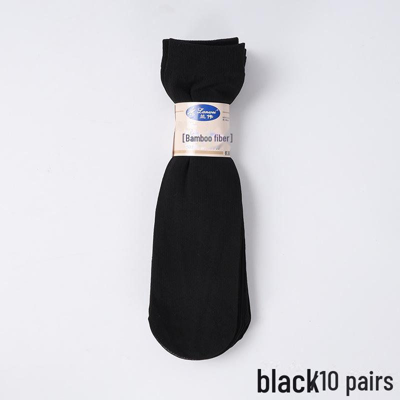 Ultra-thin Bamboo Fiber Socks for Men: Breathable, Sweat-Absorbent, Mid-Tube, Solid Color - Ideal for Spring and Summer Casual or Business Wear.